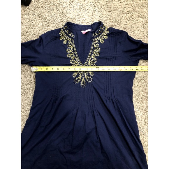Lilly Pulitzer Women's Sarasota Beaded Tunic Top Size Small Navy Cotton - Picture 11 of 13